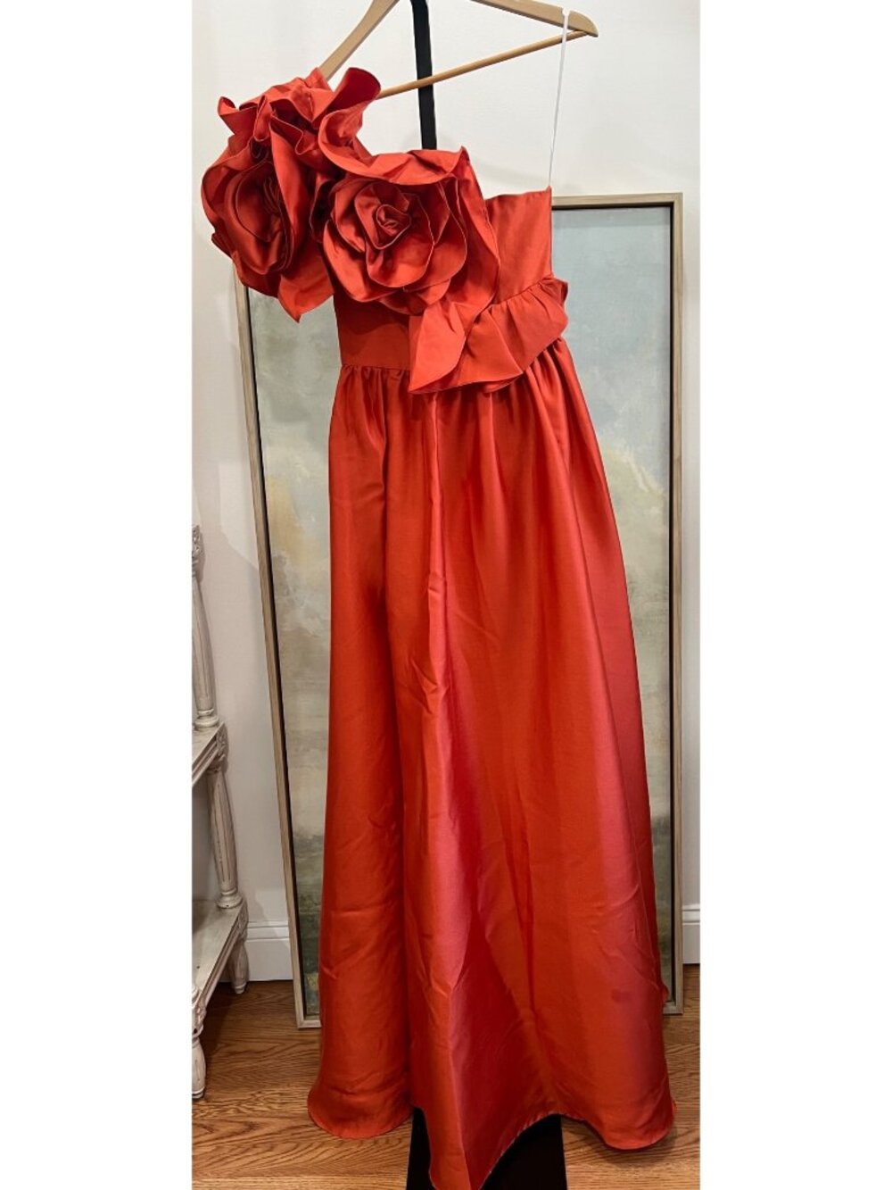 Marchesa Notte One-Shoulder Sculptural Rosette Dress Size 4